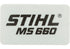 Typenschild MS 660, für Motorsäge Stihl Stihl