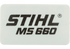 Typenschild MS 660, für Motorsäge Stihl Stihl