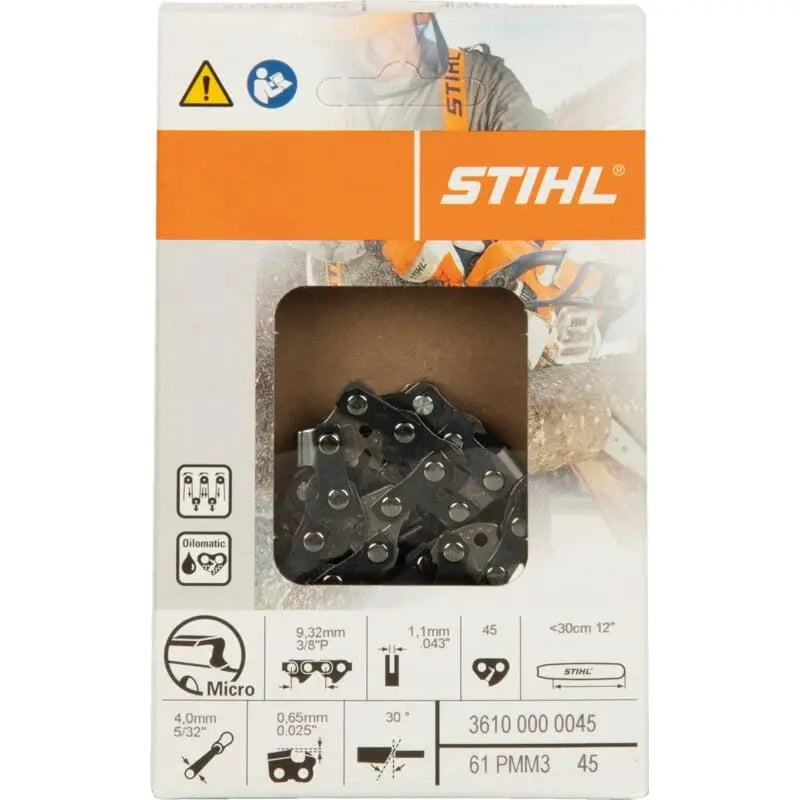 Stihl Sägekette T 3/8 Zoll, LP-HM, S 1,1 mm, 45E Stihl 36100000045 – picco micro mini mit Sicherheitstreibglied Stihl