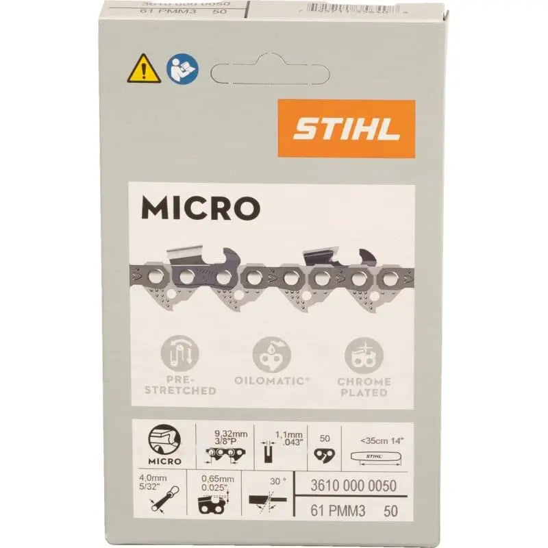 Stihl Sägekette T 3/8 Zoll, LP-HM, S 1,1 mm, 50E Stihl 36100000050 – picco micro mini mit Sicherheitstreibglied Stihl
