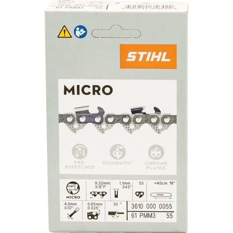Stihl Sägekette T 3/8 Zoll, LP-HM, S 1,1 mm, 55E Stihl 36100000055 – picco micro mini mit Sicherheitstreibglied Stihl