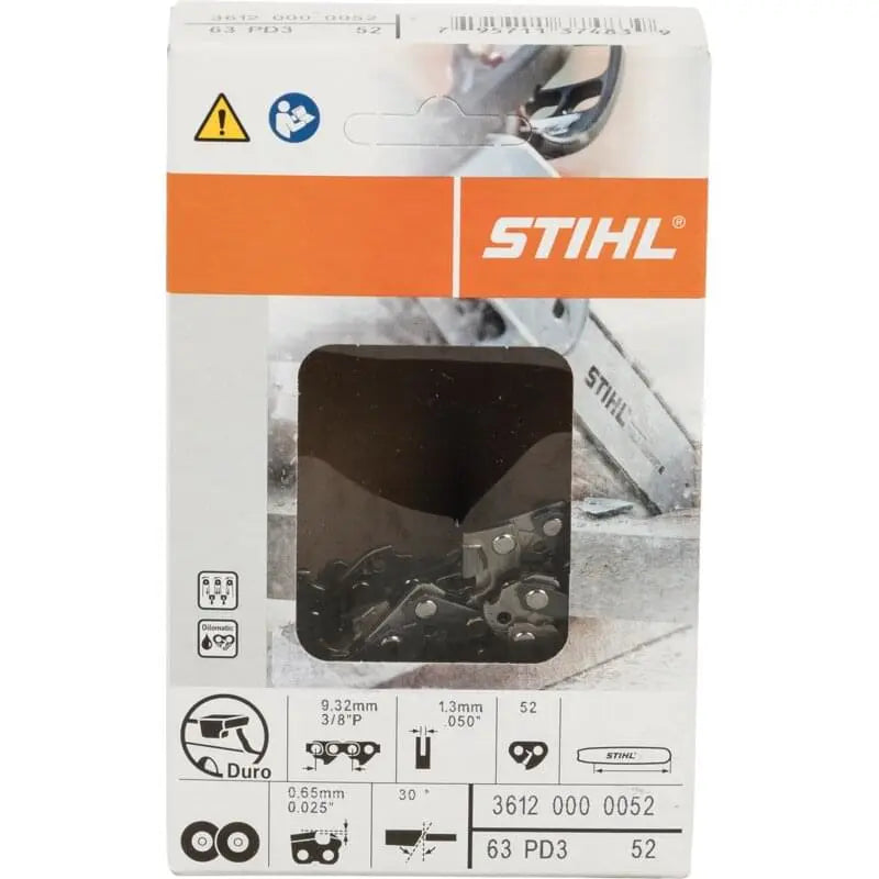 Stihl Sägekette T 3/8 Zoll, Hartmetall, S 1,3 mm, 52E Stihl 36120000052 – passend für Schwertlänge 35 cm Stihl