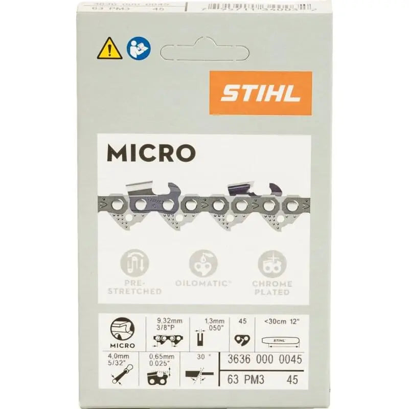 Stihl Sägekette T 3/8 Zoll, HM, S 1,3 mm, 45E Stihl 36360000045 – passend zu Modell: MS171 Stihl