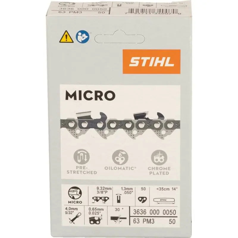 Stihl Sägekette T 3/8 Zoll, HM, S 1,3 mm, 50E Stihl 36360000050 – picco micro mit Sicherheitstreibglied Stihl