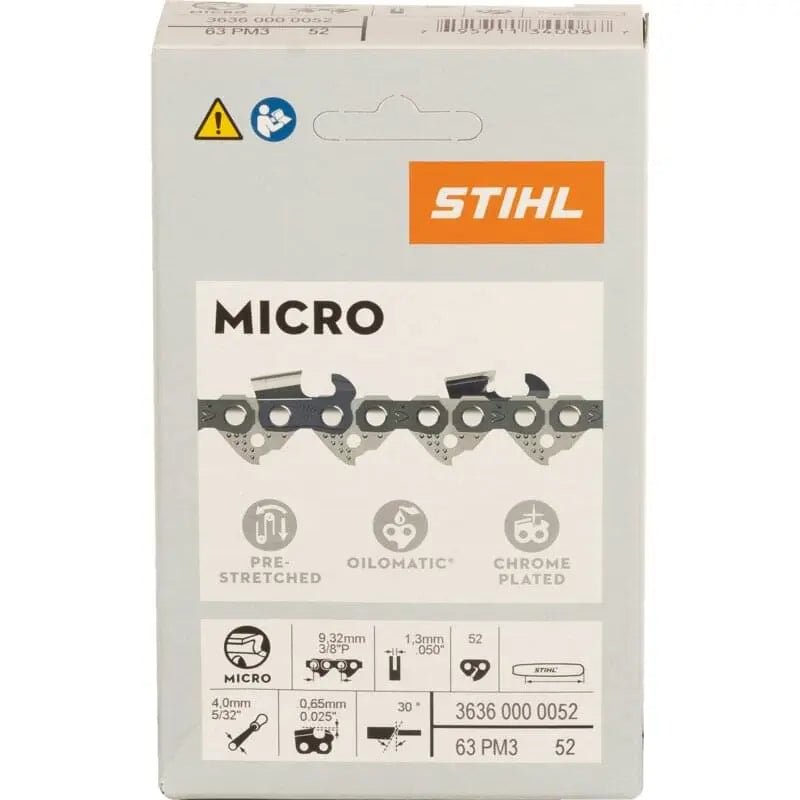 Stihl Sägekette T 3/8 Zoll, HM, S 1,3 mm, 52E Stihl 36360000052 – passend zu Modell: Makita UC3501 Stihl