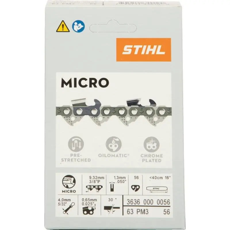 Stihl Sägekette T 3/8 Zoll, HM, S 1,3 mm, 56E Stihl 36360000056 – passend zu Modell: MS 211 Stihl