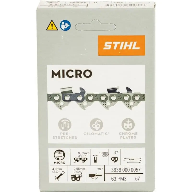 Stihl Sägekette T 3/8 Zoll, HM, S 1,3 mm, 57E Stihl 36360000057 – picco micro mit Sicherheitstreibglied Stihl