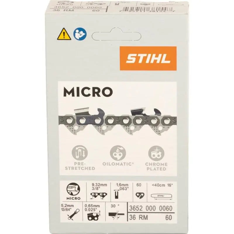 Stihl Sägekette T 3/8 Zoll, HM, S 1,6 mm, 60E Stihl 36520000060 – passend zu Modell: MSE 250 Stihl