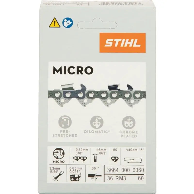 Stihl Sägekette T 3/8 Zoll, HM, S 1,6 mm, 60E Stihl 36640000060 – passend zu Modell: MSE 250 Stihl