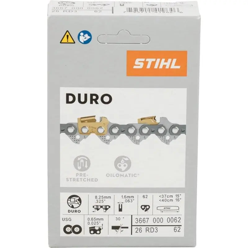 Stihl Sägekette T .325 Zoll, Hartmetall, S 1,6 mm, 62E Stihl 36670000062 – Hartmetall-Sägekette mit Höcker-Treibglied Stihl
