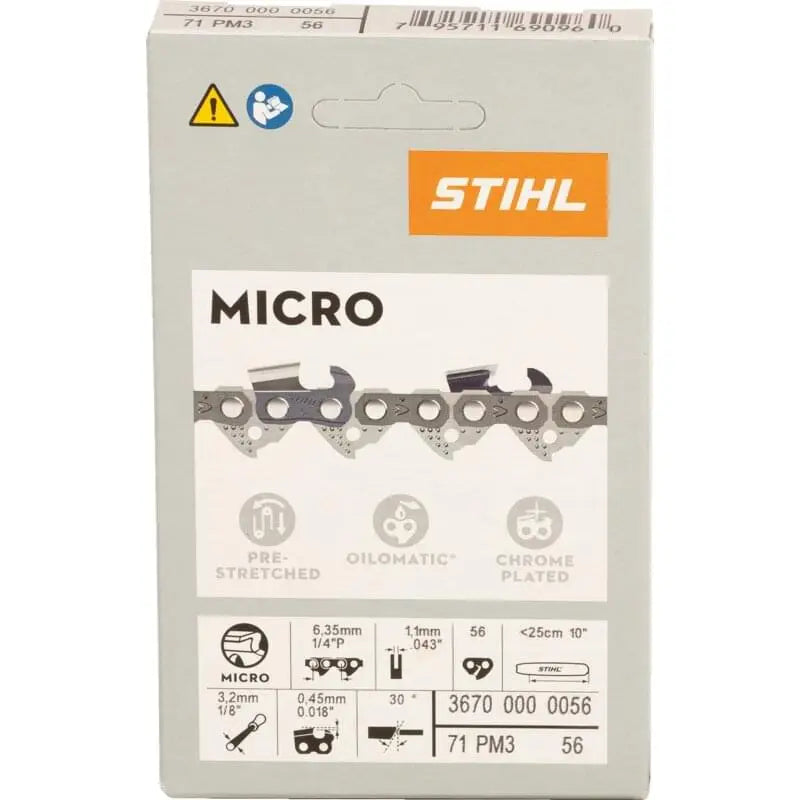 Stihl Sägekette T 1/4 Zoll, HM, S 1,1 mm, 56E Stihl 36700000056 – passend für Schwertlänge 25 cm Stihl