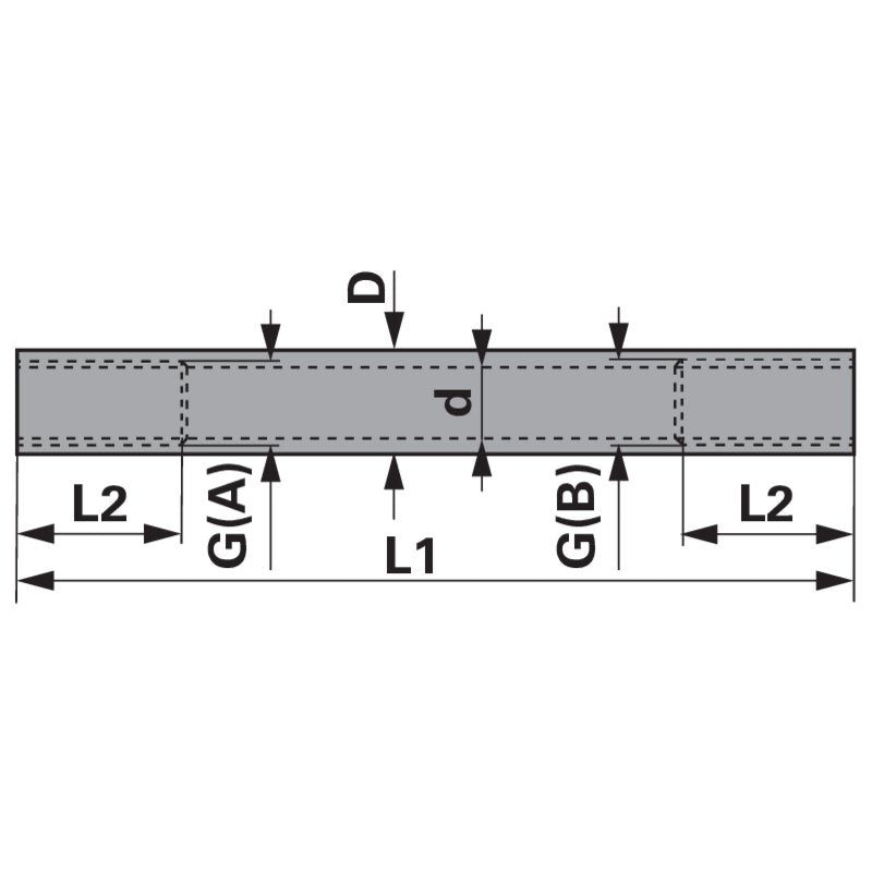 Spurstangenrohr Länge 1100 mm, 2 x M20 x 1,5