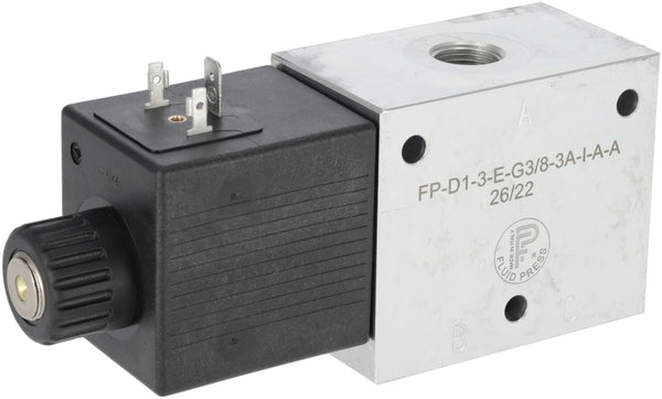 FluidPress Ventil, 3/2, 12 VDC, FP-D1-3-E-G3/8-3A-I-A-A