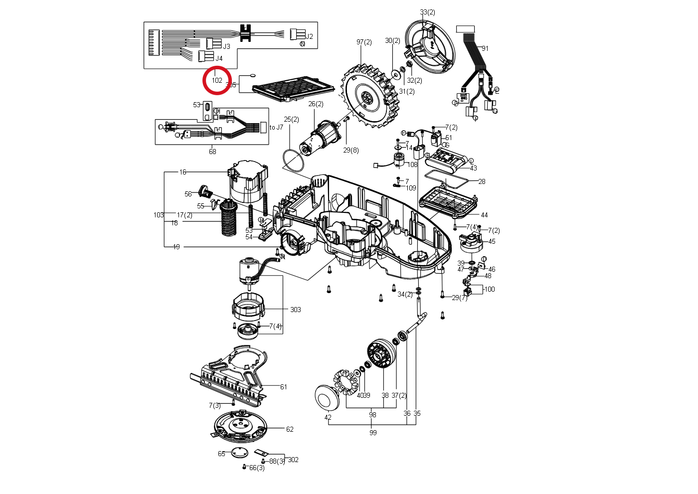 Kress Motor-Kabelbaum 59000134 – Position in der Explosionszeichnung
