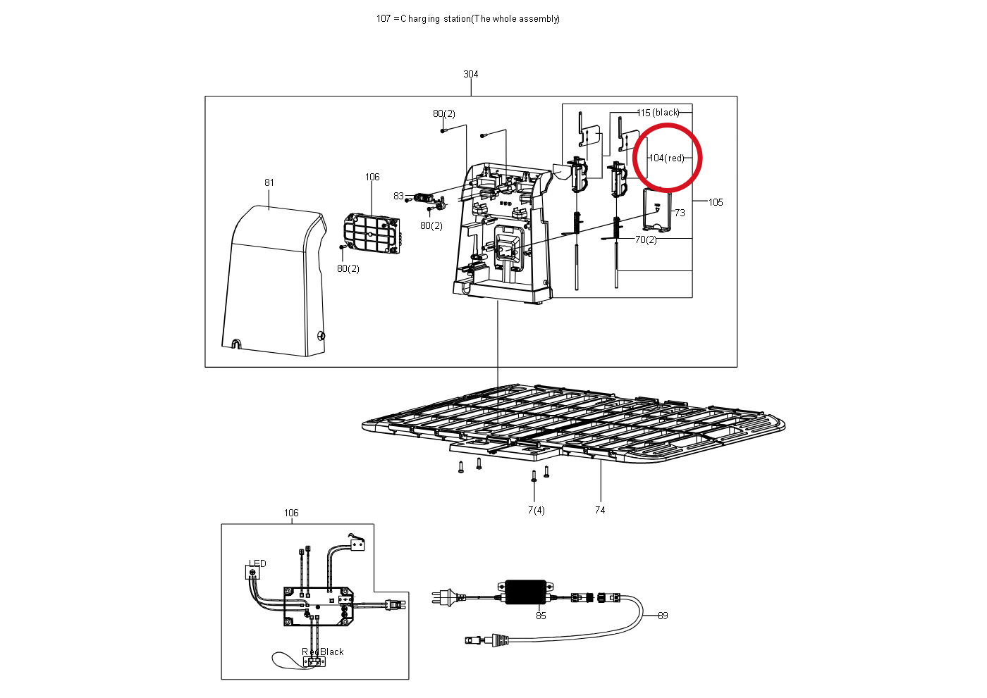 Kress Klemme mit rotem Kabel 59000255 – Position in der Explosionszeichnung