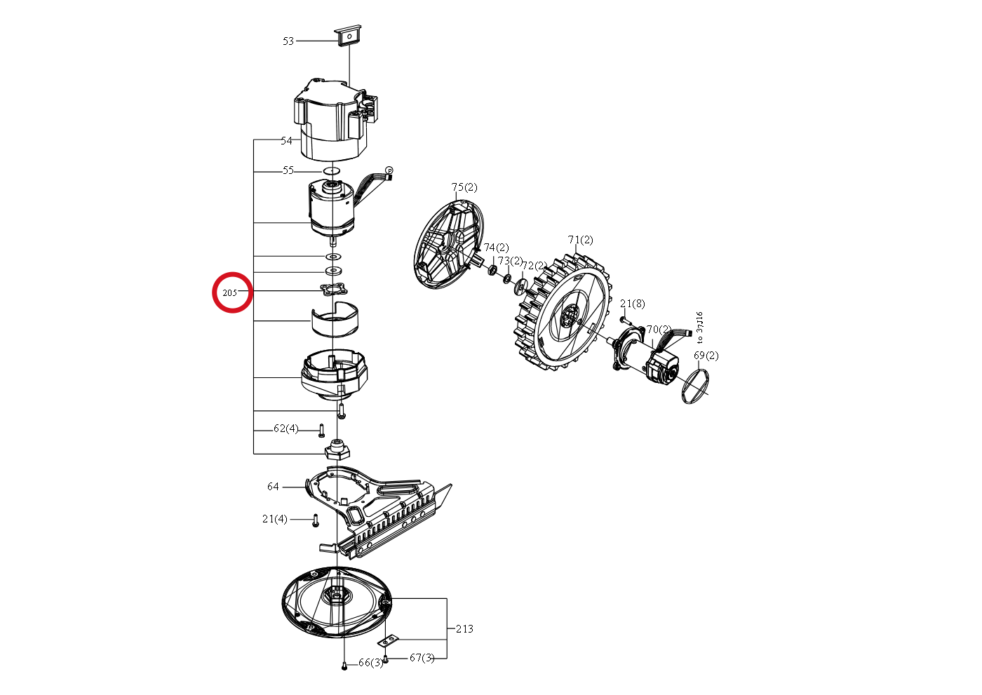Kress Montageset Schneidemotor 59001768 – Position in der Explosionszeichnung