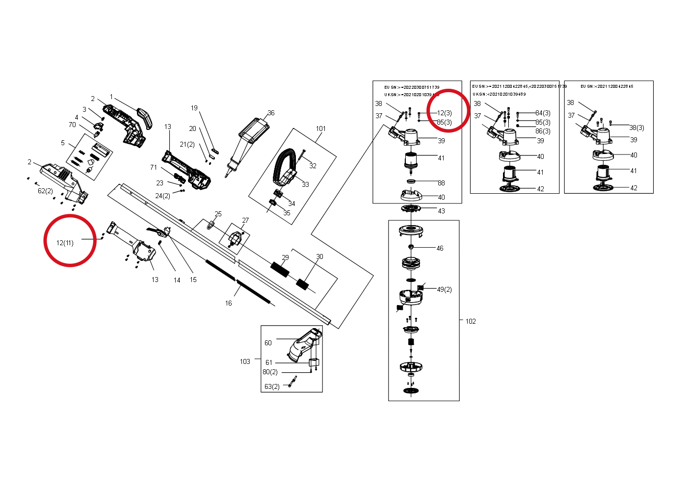 Kress Selbstschneidende Schraube 59002037 – Position in der Explosionszeichnung