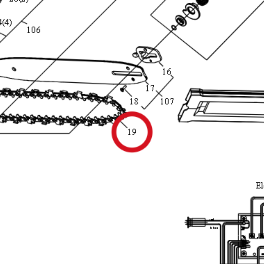 Kress 14-Zoll-Kettensägekette für KA2624 59002049 – Position in der Explosionszeichnung