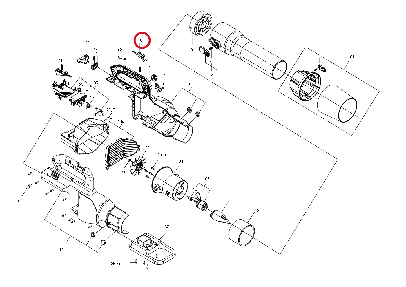 Kress Tastensatz 59002140 – Position in der Explosionszeichnung
