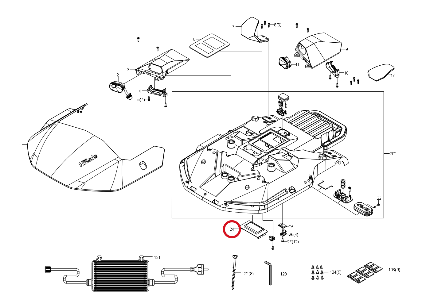 Kress Display-Leiterplattenbaugruppe 59002590 – Position in der Explosionszeichnung