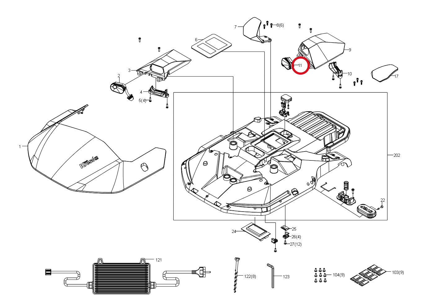 Kress Linker Ultraschallsensor 59002602 – Position in der Explosionszeichnung