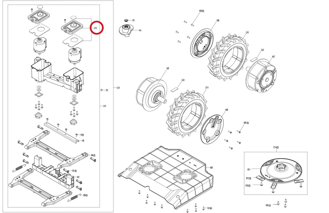 Kress Abdeckung des Schneidemotors 59002621 – Position in der Explosionszeichnung