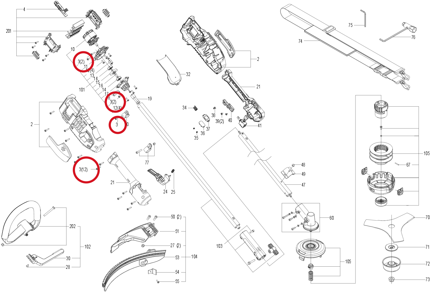 Kress Selbstschneidende Schraube ST3.9X20 59002929 – Position in der Explosionszeichnung