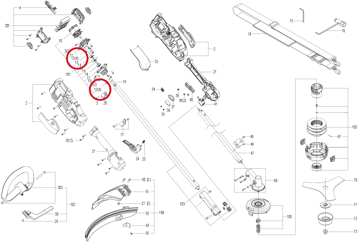 Kress Selbstschneidende Schraube M4*12 59003131 – Position in der Explosionszeichnung