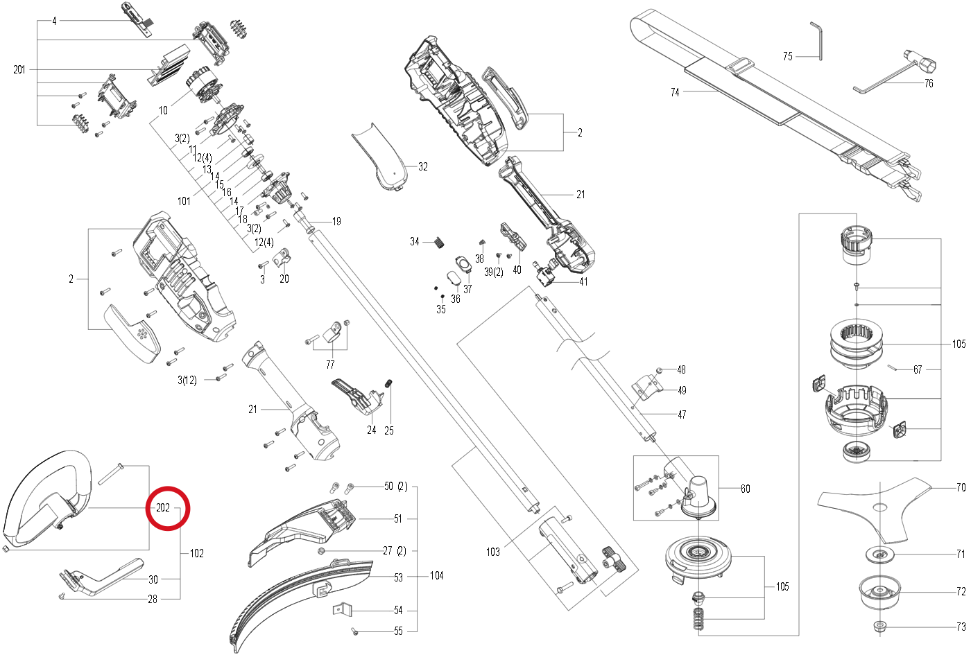Kress Zusatzgriff-Set 59003134 – Position in der Explosionszeichnung