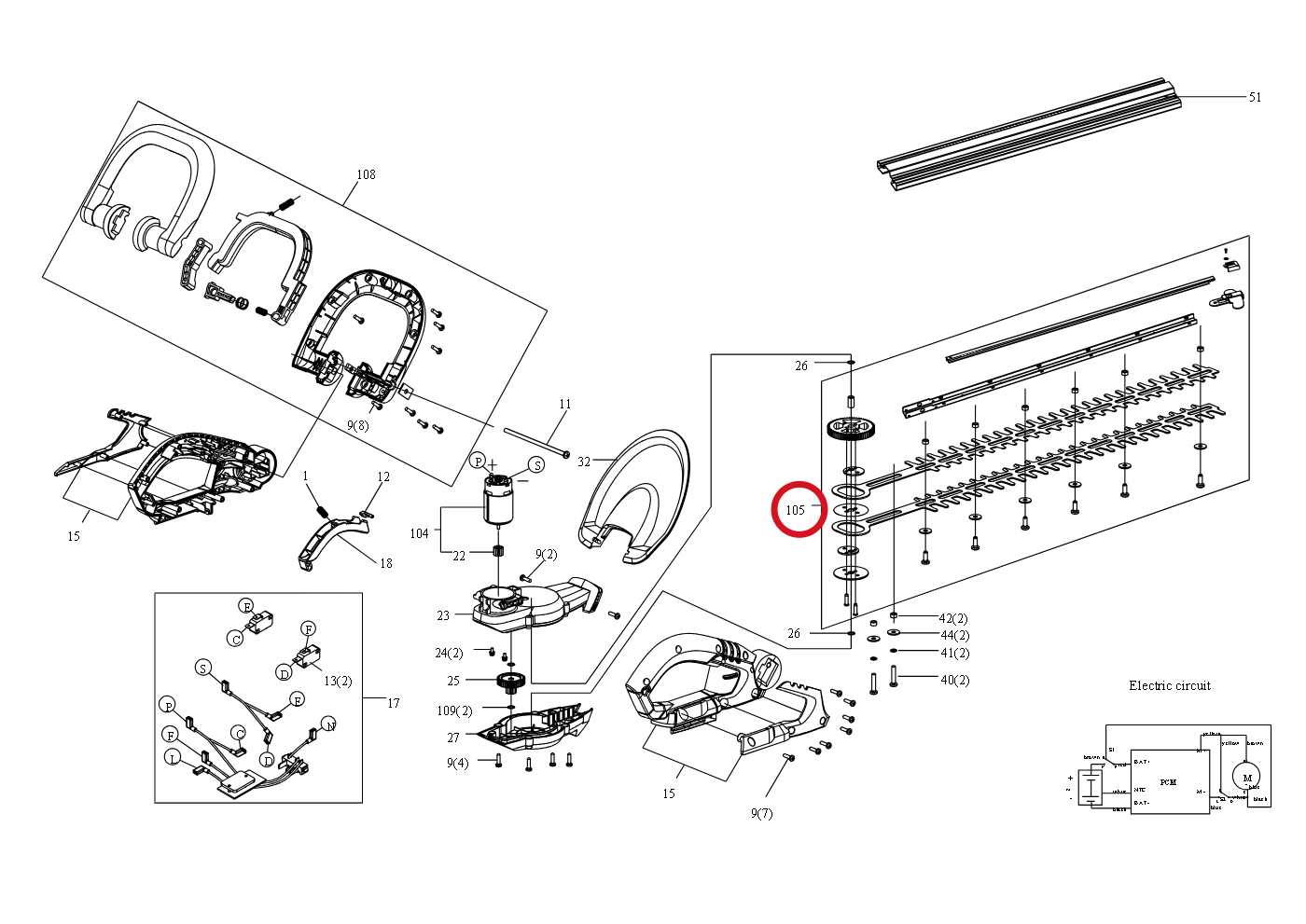 Kress 52cm Heckenscherenblatt für KA0412 59003388 – Position in der Explosionszeichnung