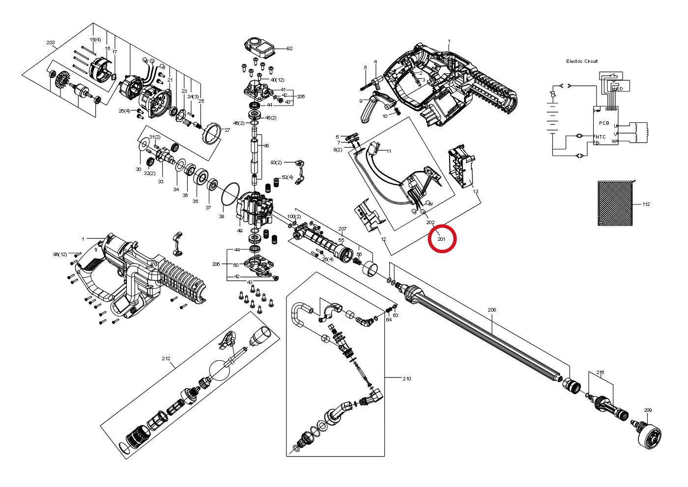 Kress Schalter und PCB-Plattensatz 59003558 – Position in der Explosionszeichnung