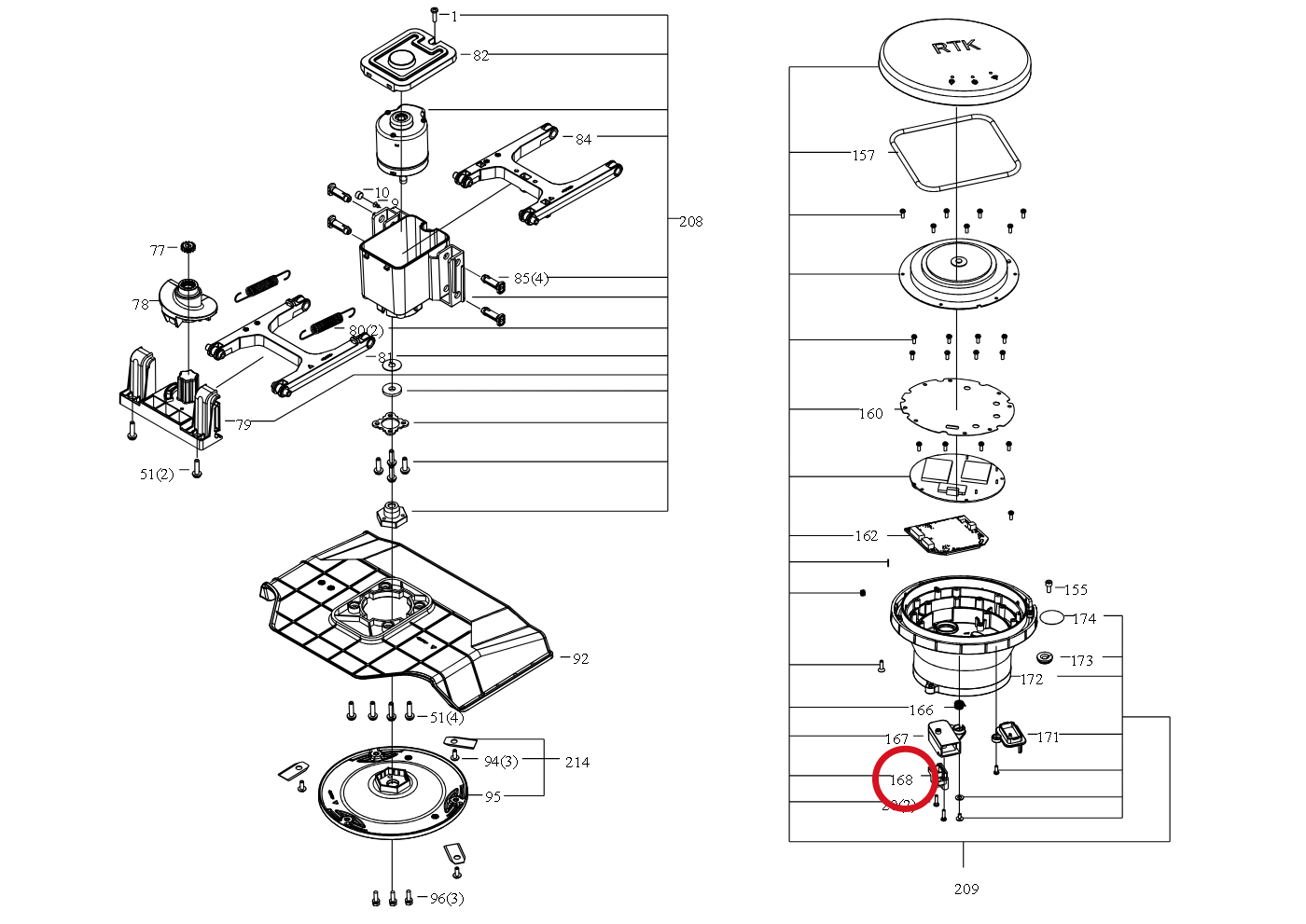 Kress RTK-Kopf-Kabel 59003833 – Position in der Explosionszeichnung