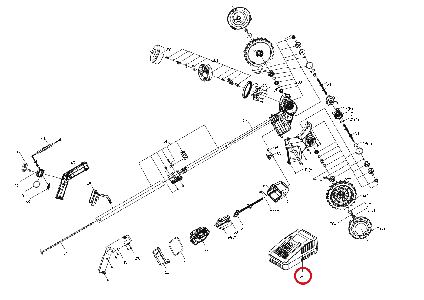 Kress Ladegerät (100-240V,20V,40W) KA3702 59003991 – Position in der Explosionszeichnung