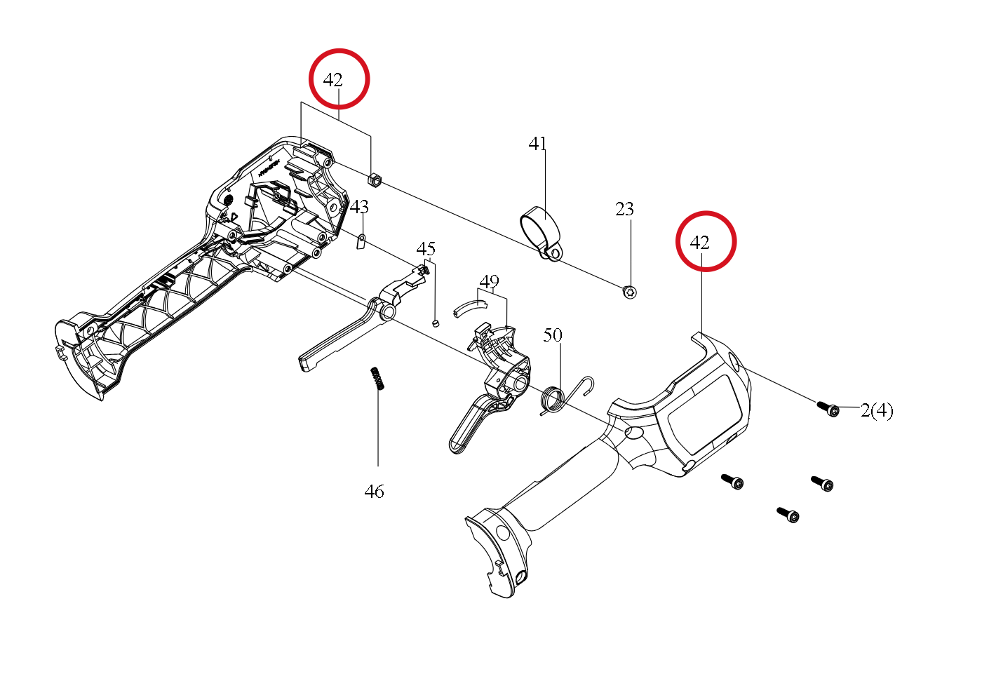 Kress Handgriff- Gehäuse 59004200 – Position in der Explosionszeichnung