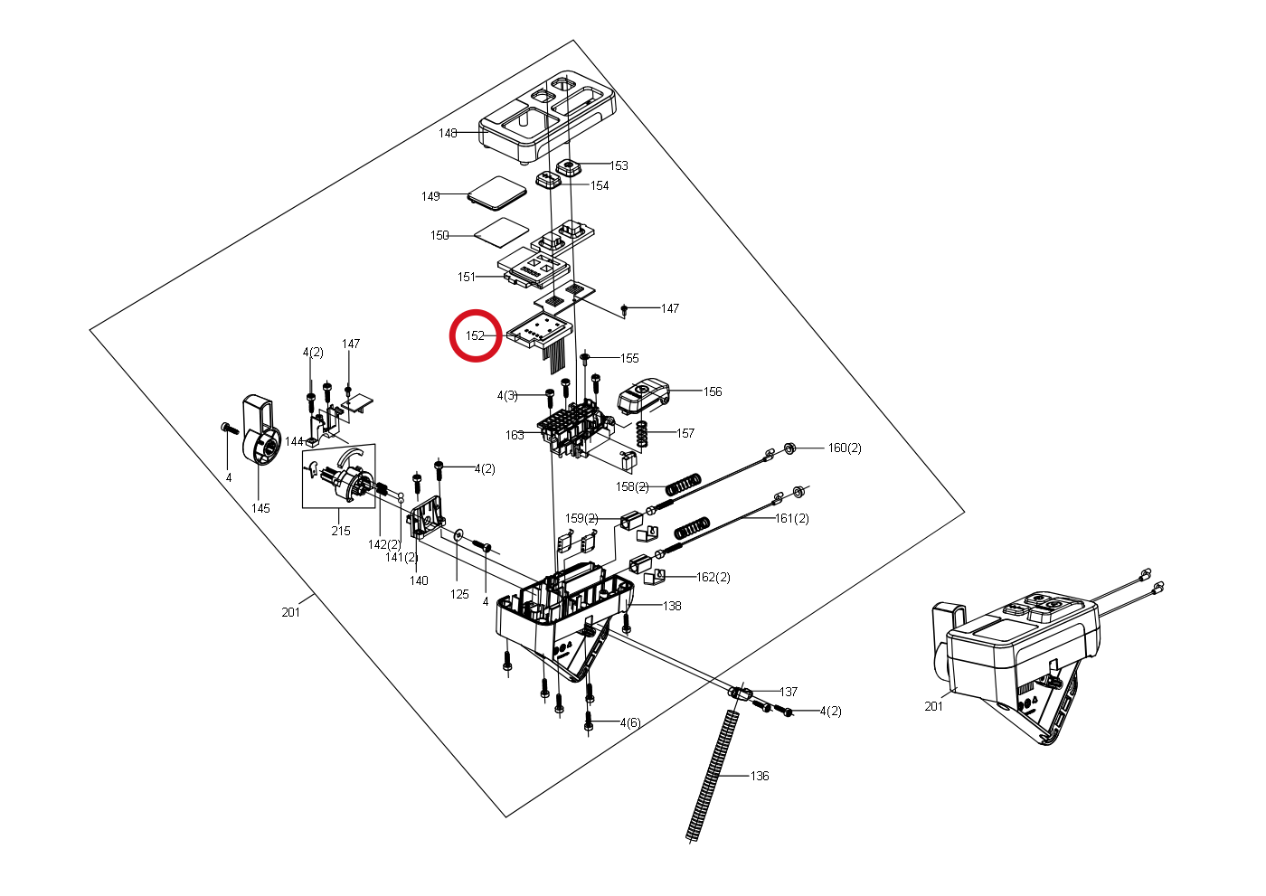 Kress Steuerplatine des Schaltkastens 59004732 – Position in der Explosionszeichnung