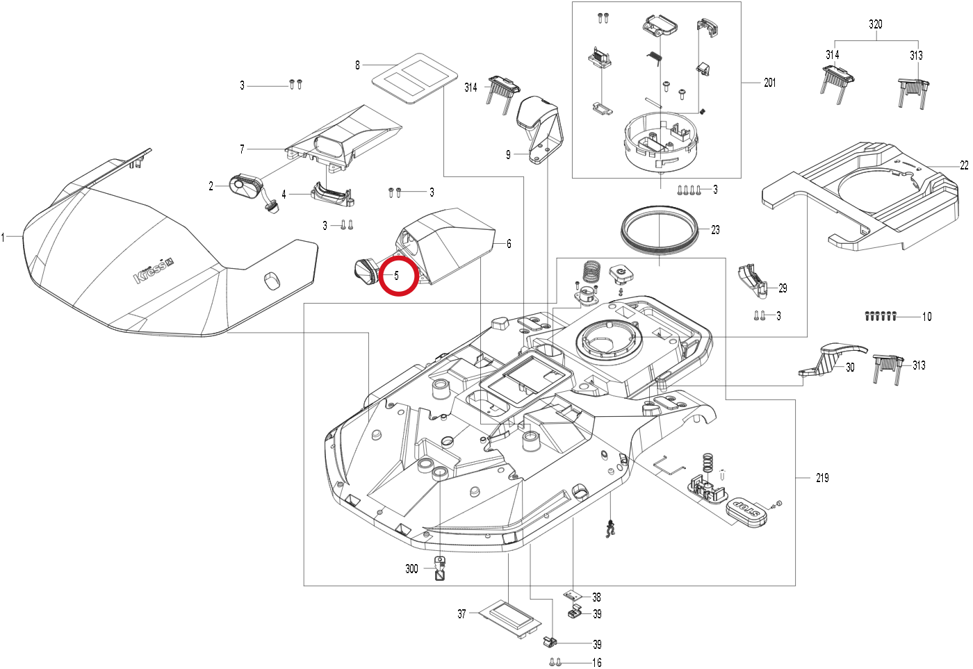 Kress Linker Ultraschall-Sensor 59005297 – Position in der Explosionszeichnung