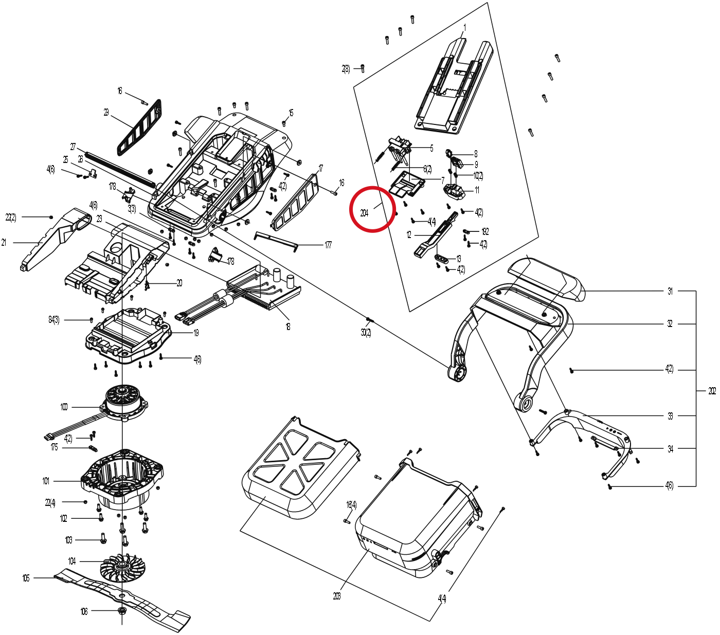 Kress Akku-Gleitschienenbaugruppe 59006581 – Position in der Explosionszeichnung