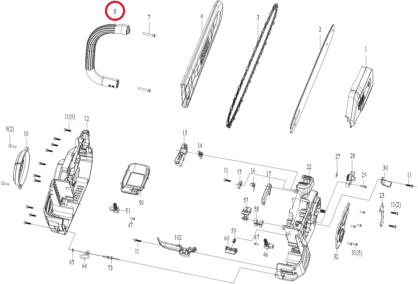 Kress Vorderer Griff 59006709 – Position in der Explosionszeichnung