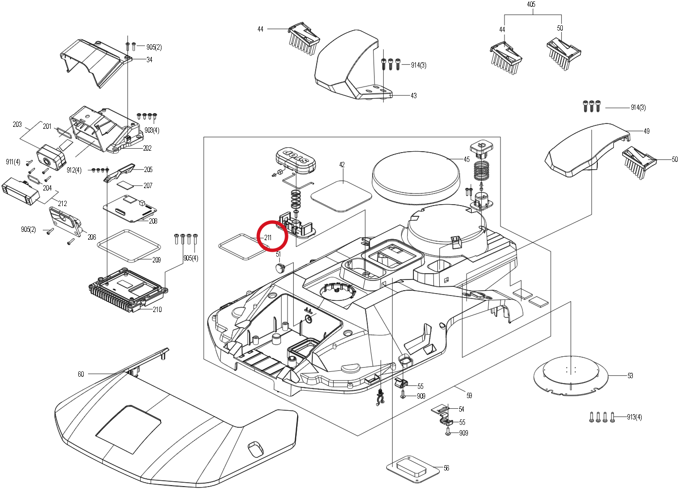 Kress Aluminiumgehäuse-Dichtring 59007971 – Position in der Explosionszeichnung