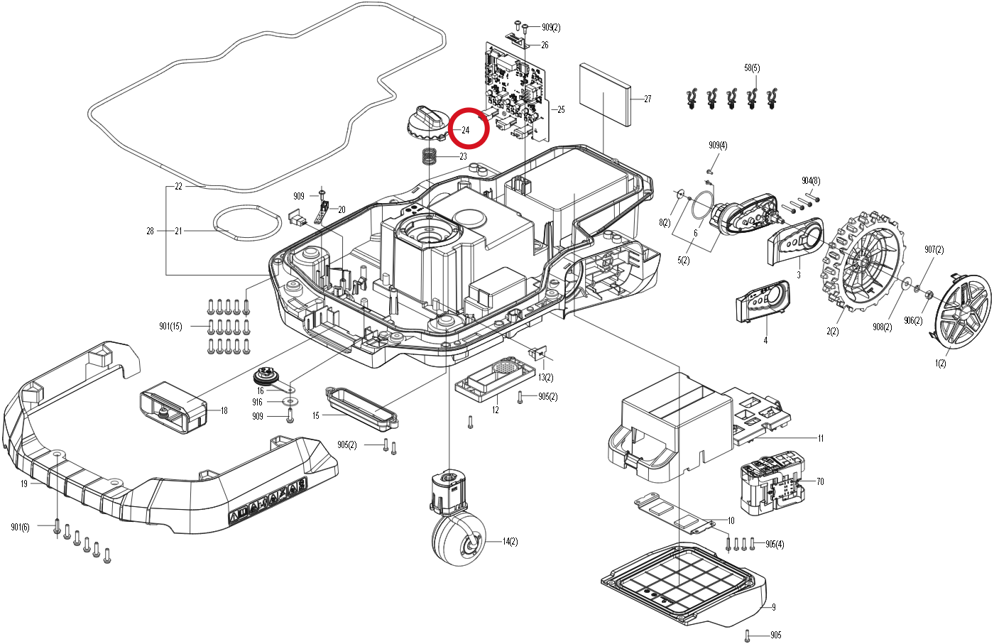 Kress Höhenverstellknopf 59008054 – Position in der Explosionszeichnung