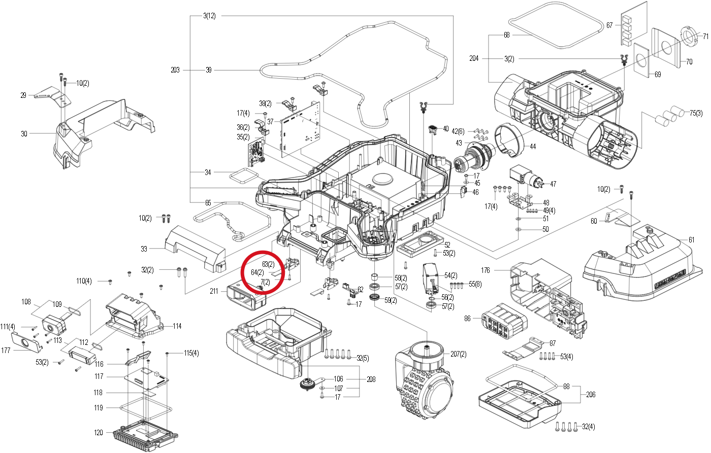 Kress Frontkollision Hall-Platine 59008073 – Position in der Explosionszeichnung