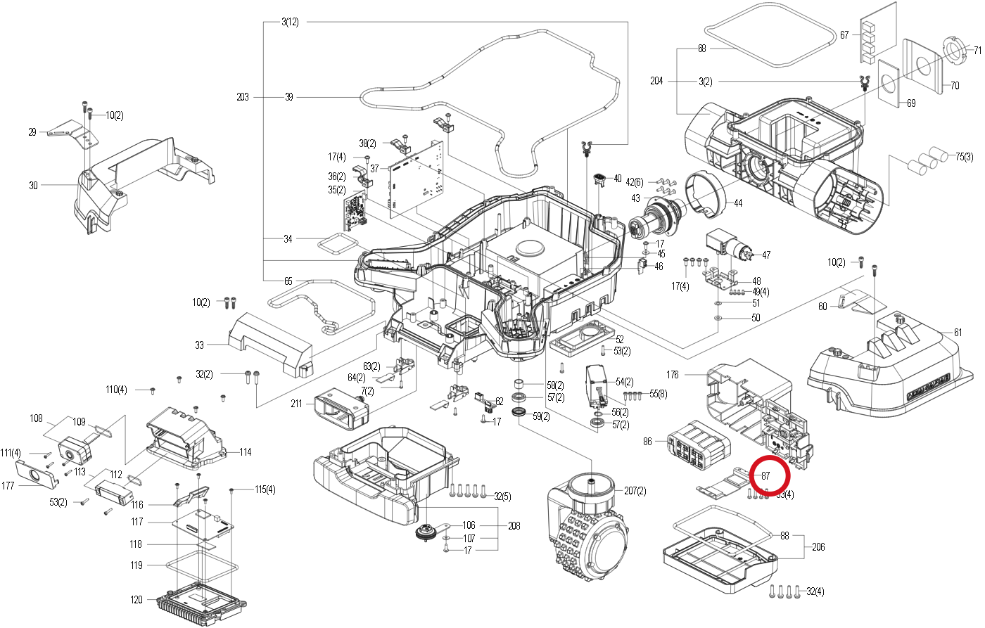 Kress Druckplatte Batteriepack 59008096 – Position in der Explosionszeichnung
