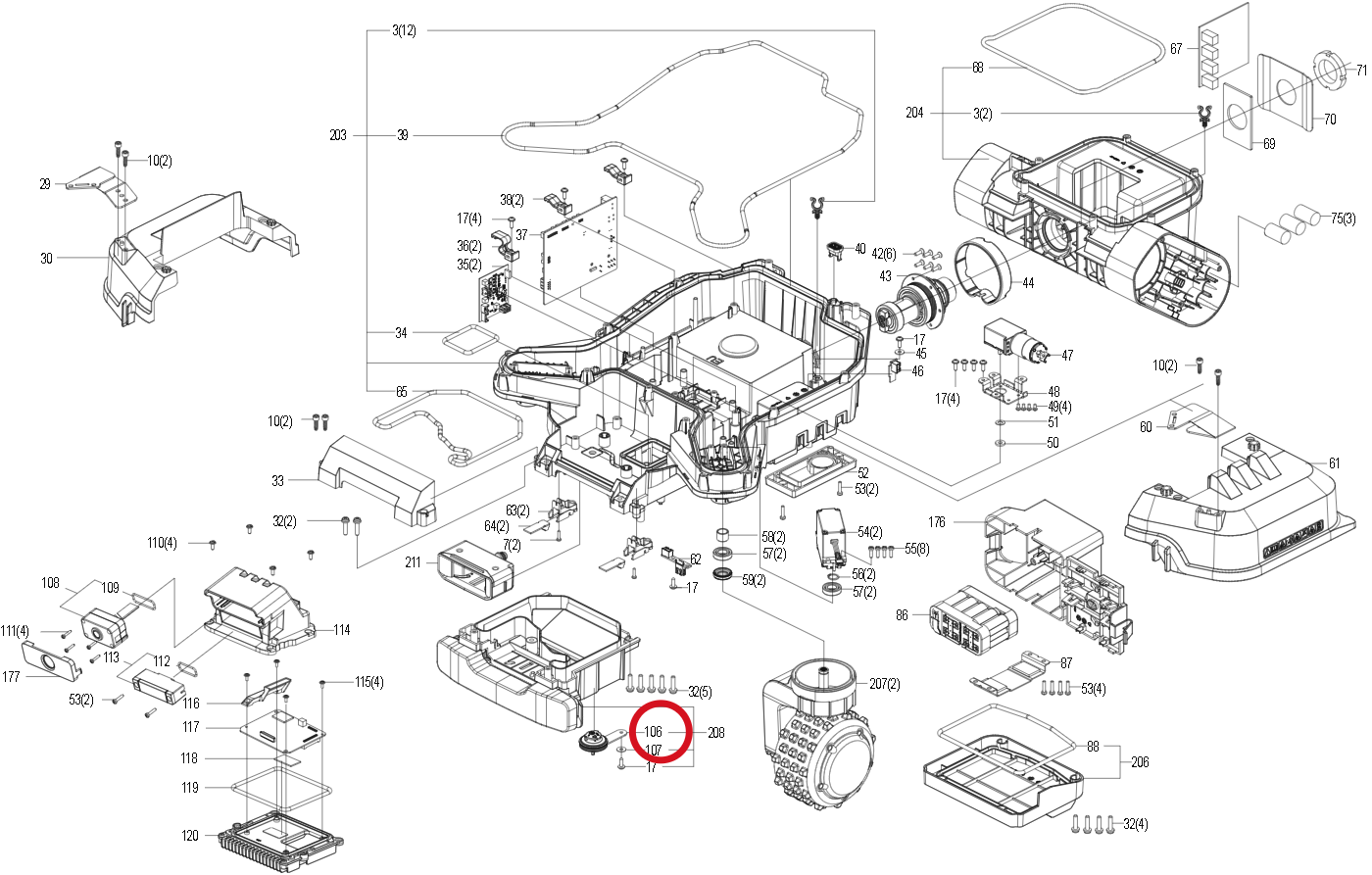 Kress Wasserdichte Steckerbaugruppe 59008413 – Position in der Explosionszeichnung