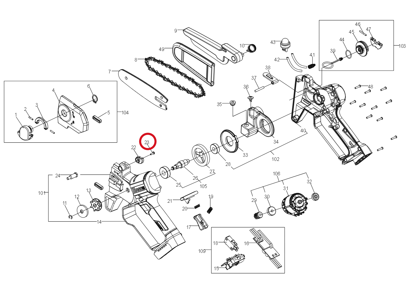 Kress Schrauben 60070594 – Position in der Explosionszeichnung