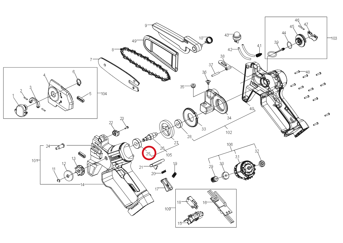 Kress Lager 60070596 – Position in der Explosionszeichnung