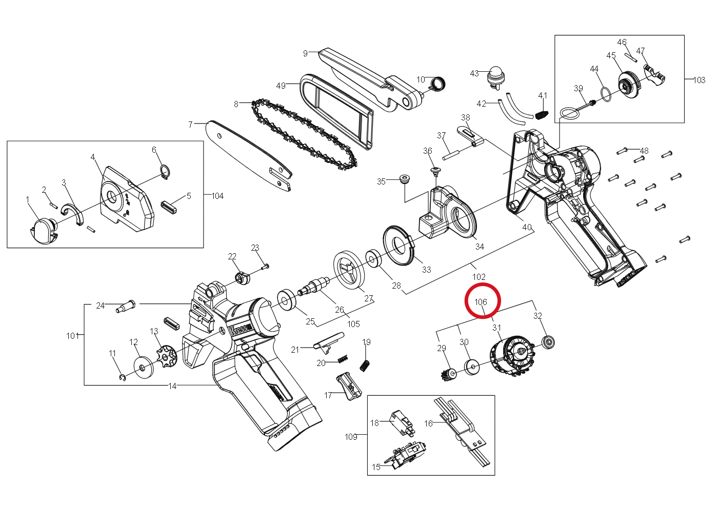 Kress Motorsatz 60070625 – Position in der Explosionszeichnung