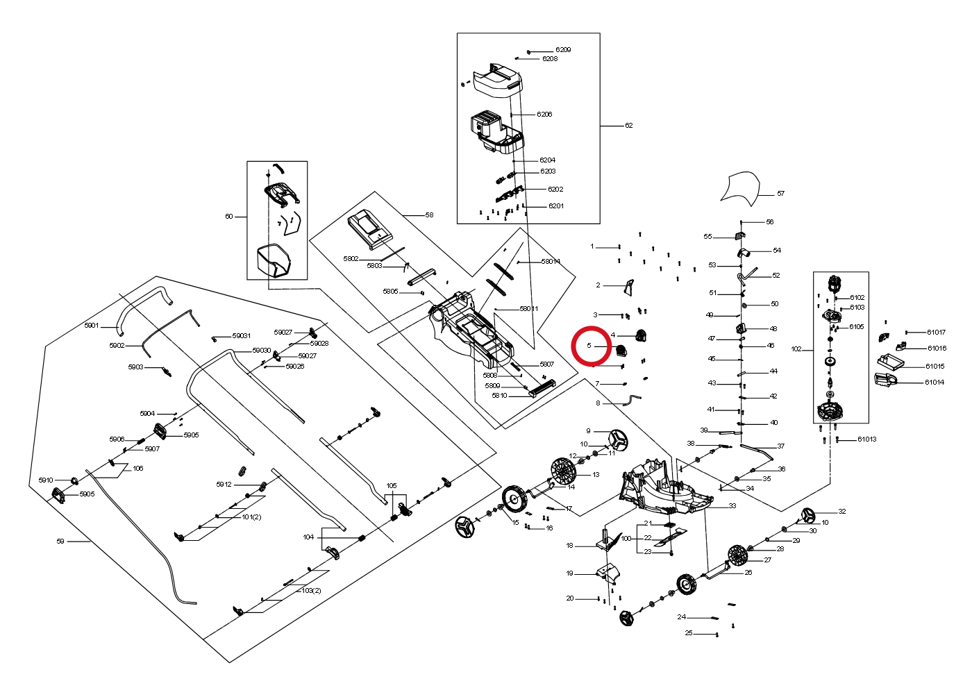 Kress Fester Sitz mit rechtem Griff 60072997 – Position in der Explosionszeichnung