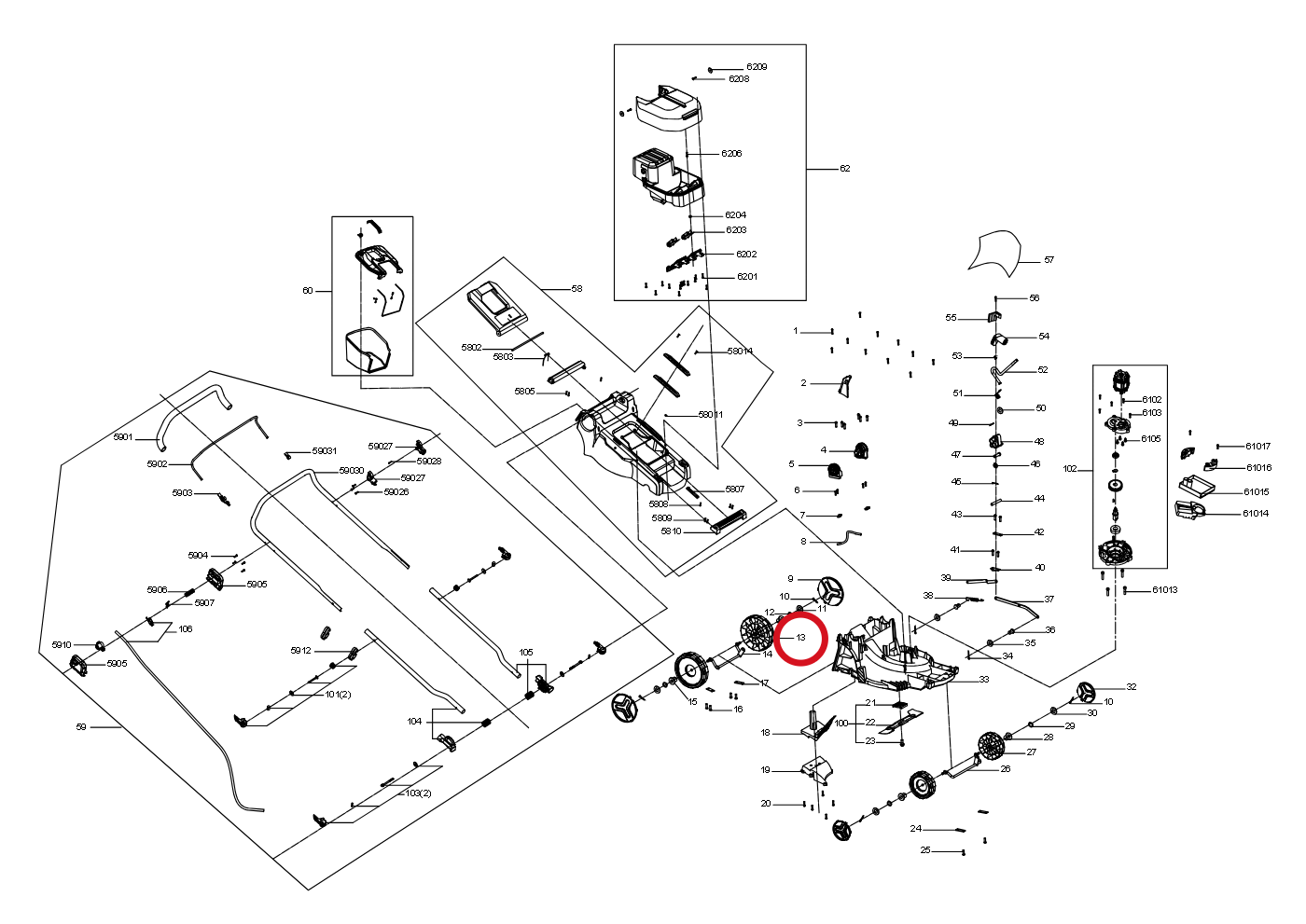Kress Hinterrad 60073005 – Position in der Explosionszeichnung