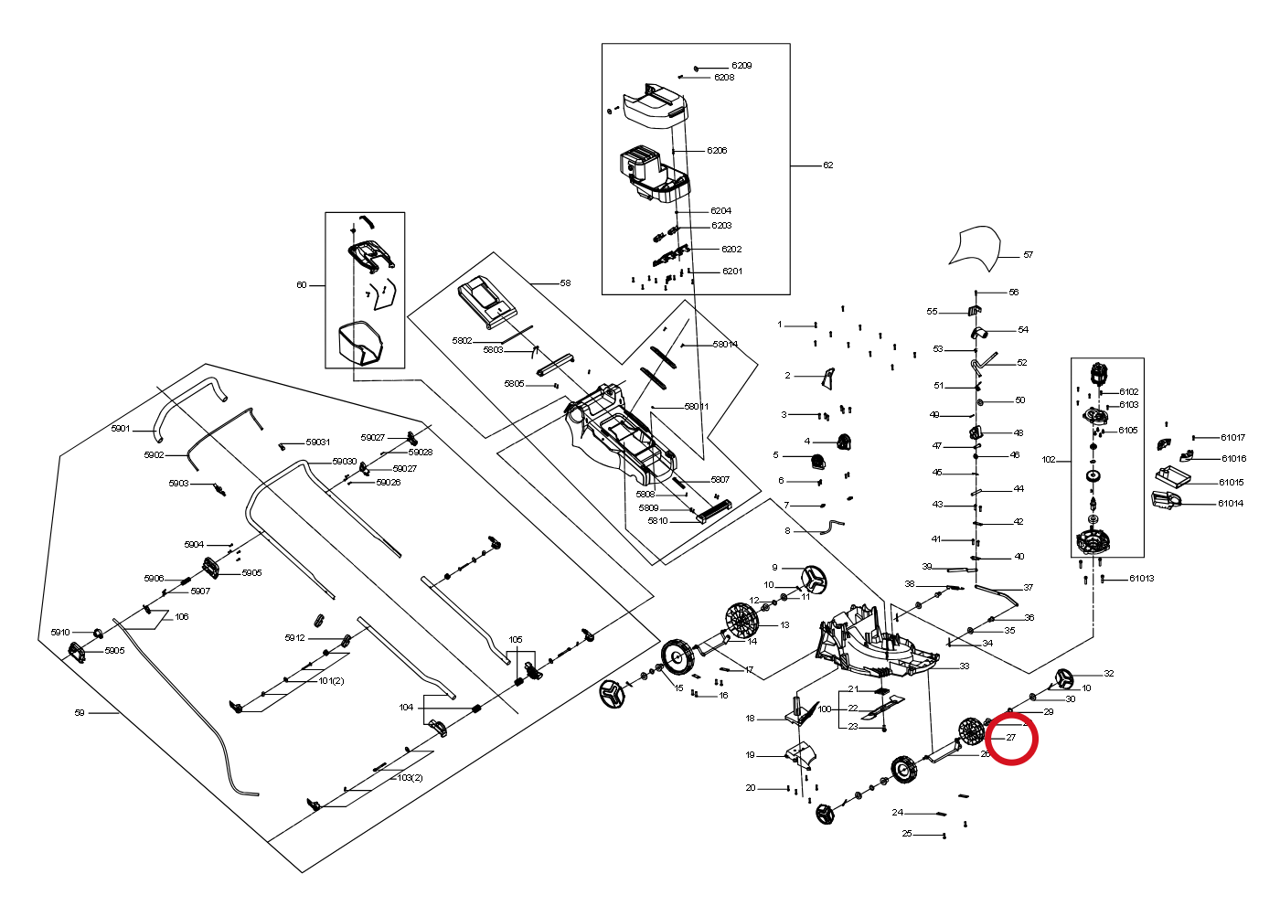 Kress Vorderrad 60073019 – Position in der Explosionszeichnung
