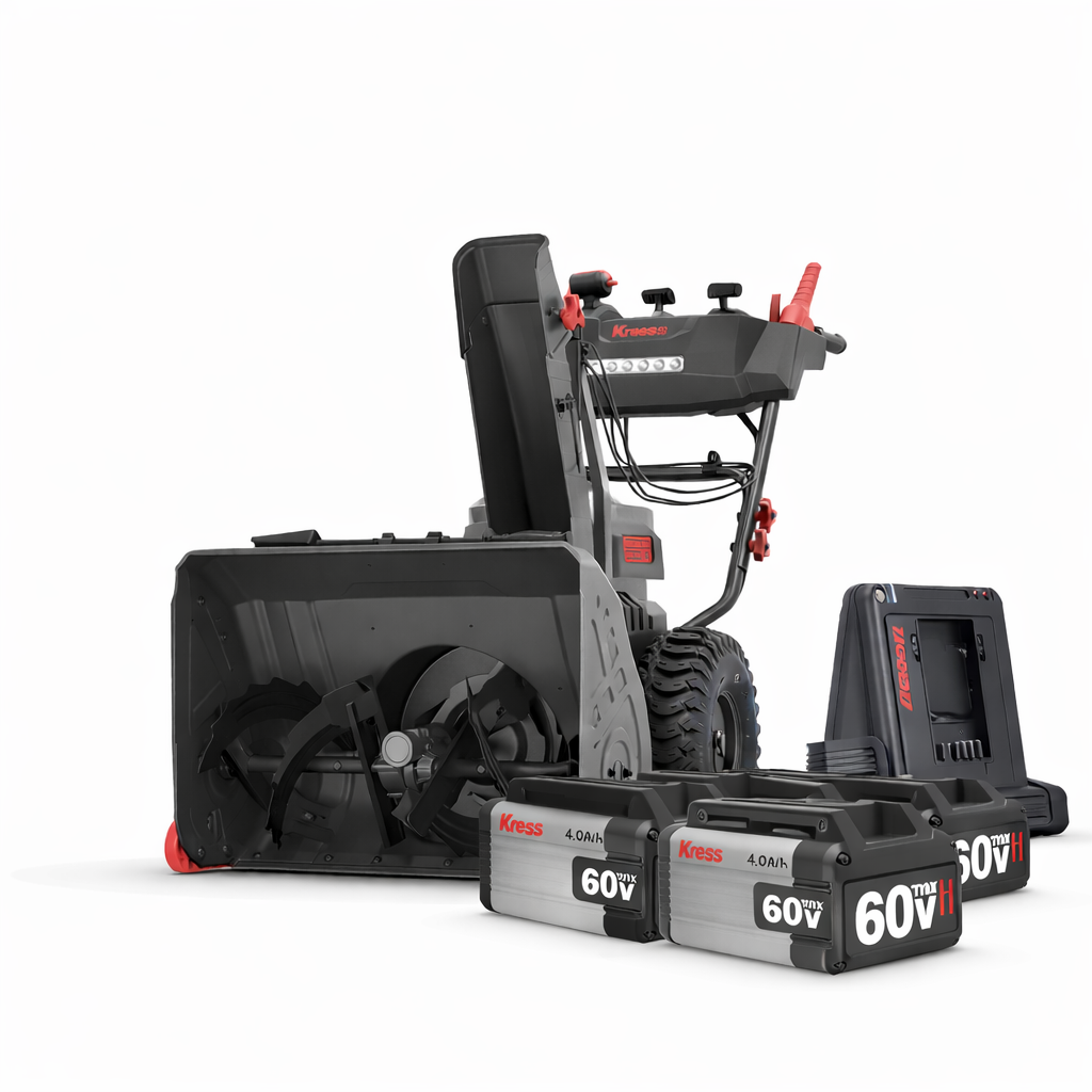Kress KG470.9 60V Akku Schneefräse 61 cm mit 4 Akkus und Ladegerät